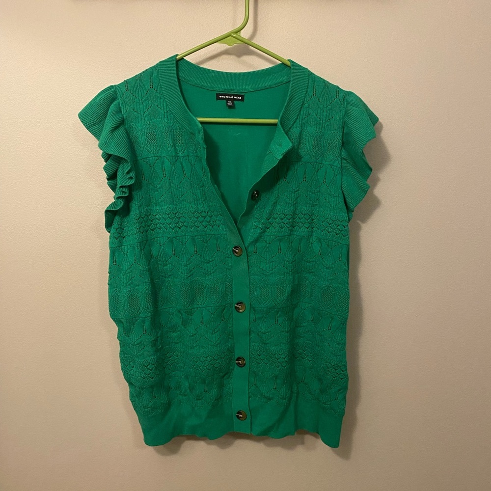 Womens Green Sleeveless Sweater